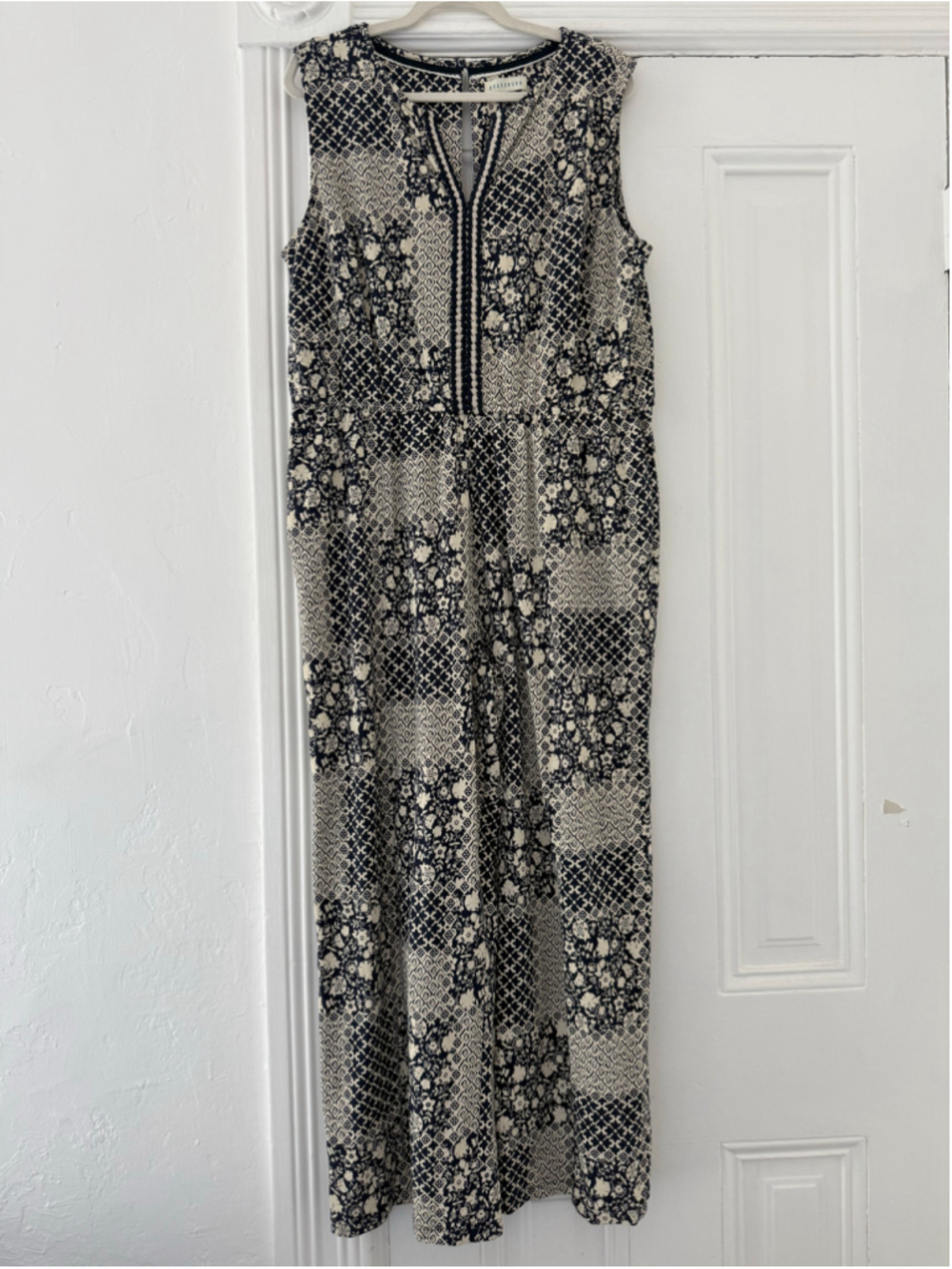 Women's Brakeburn Jumpsuit Size 16 Black Beige Patterned Sleeveless - Picture 4 of 14